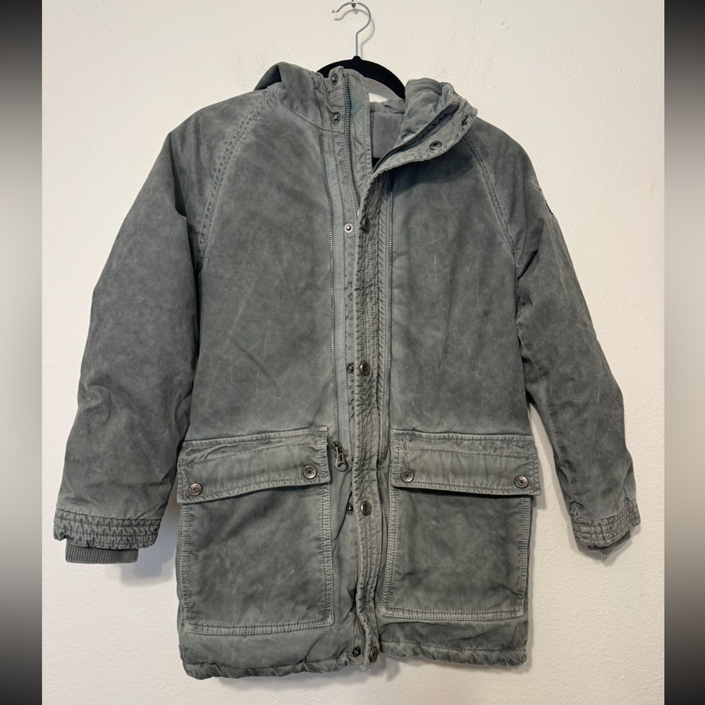 Diesel Vintage Distressed Army Green Winter Hooded Puffer Jacket Size 10